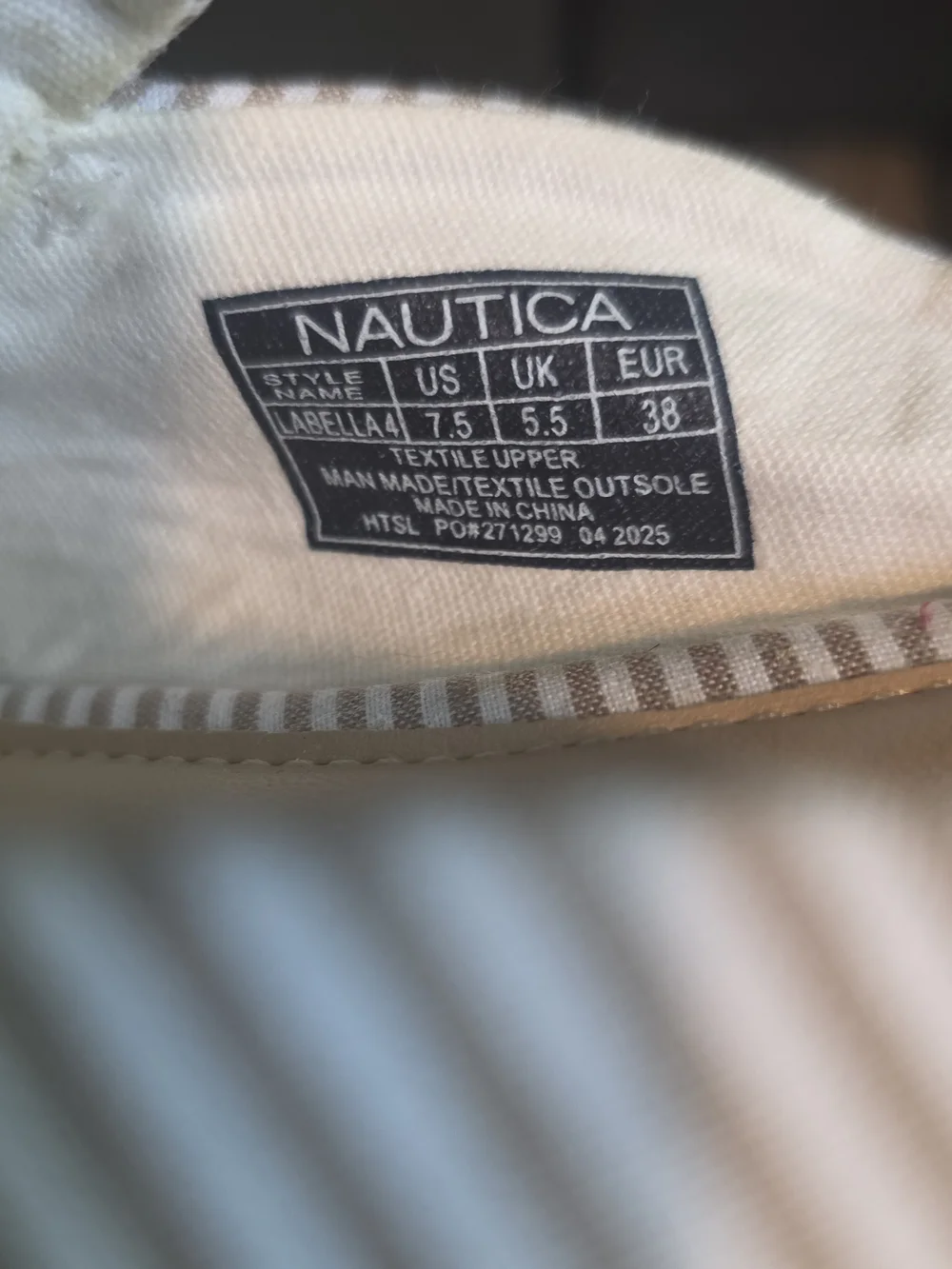 New With Out Box Nautica Beige & White Striped Slip-On Mules with Gold Bit